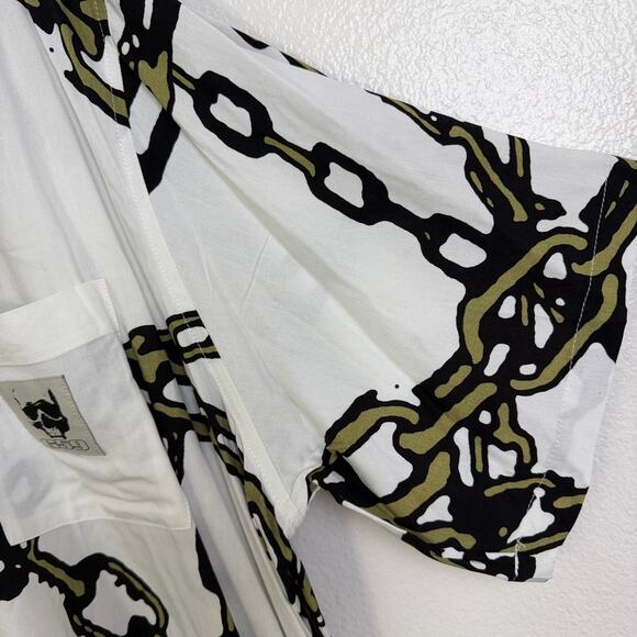 G59 Records Chained Shirt Mens 2XL White Short Sleeve Button Up Rap Rayon NWOT - Picture 7 of 11